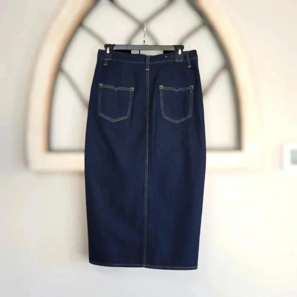 BRAPPERS Women's Boy Friend Series-Front Slit Three-quarter Skirt-Dark Blue Sz M - Picture 4 of 6